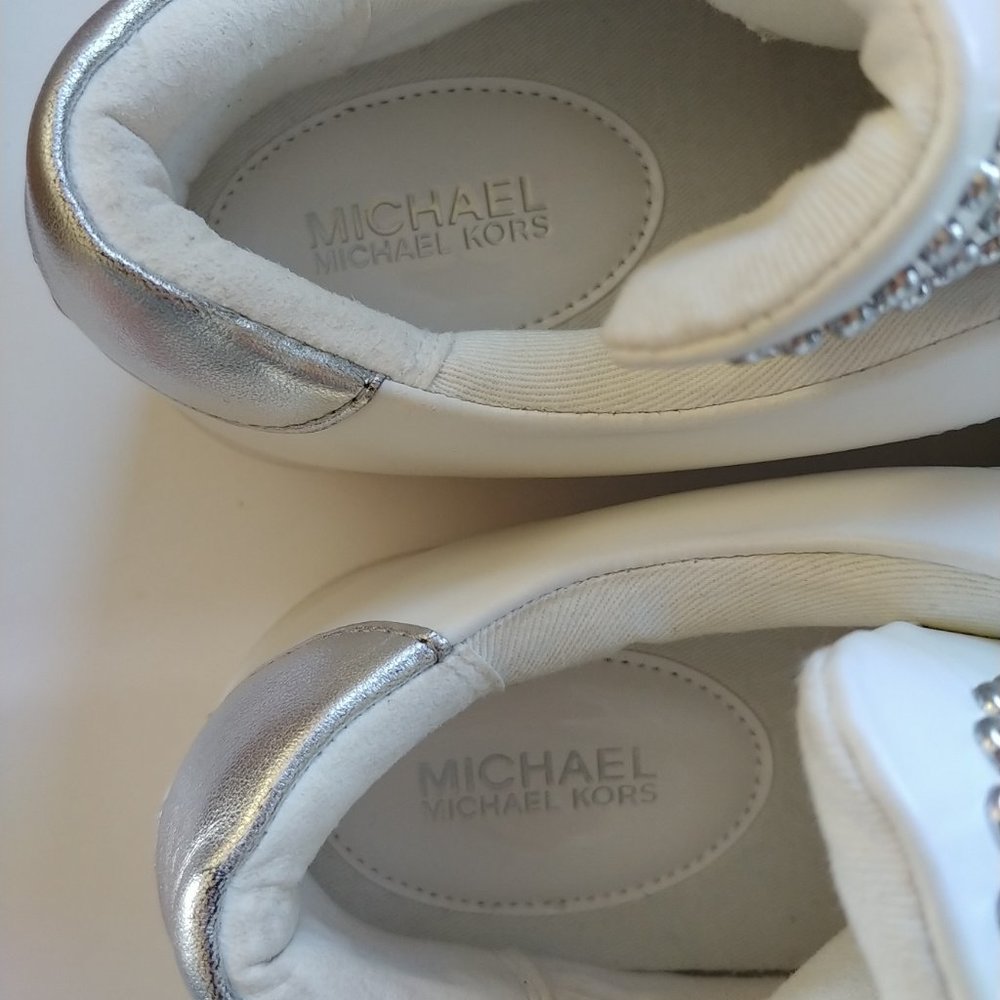 Michael Kors Mindy White Leather Studded Sneaker - Picture 8 of 14